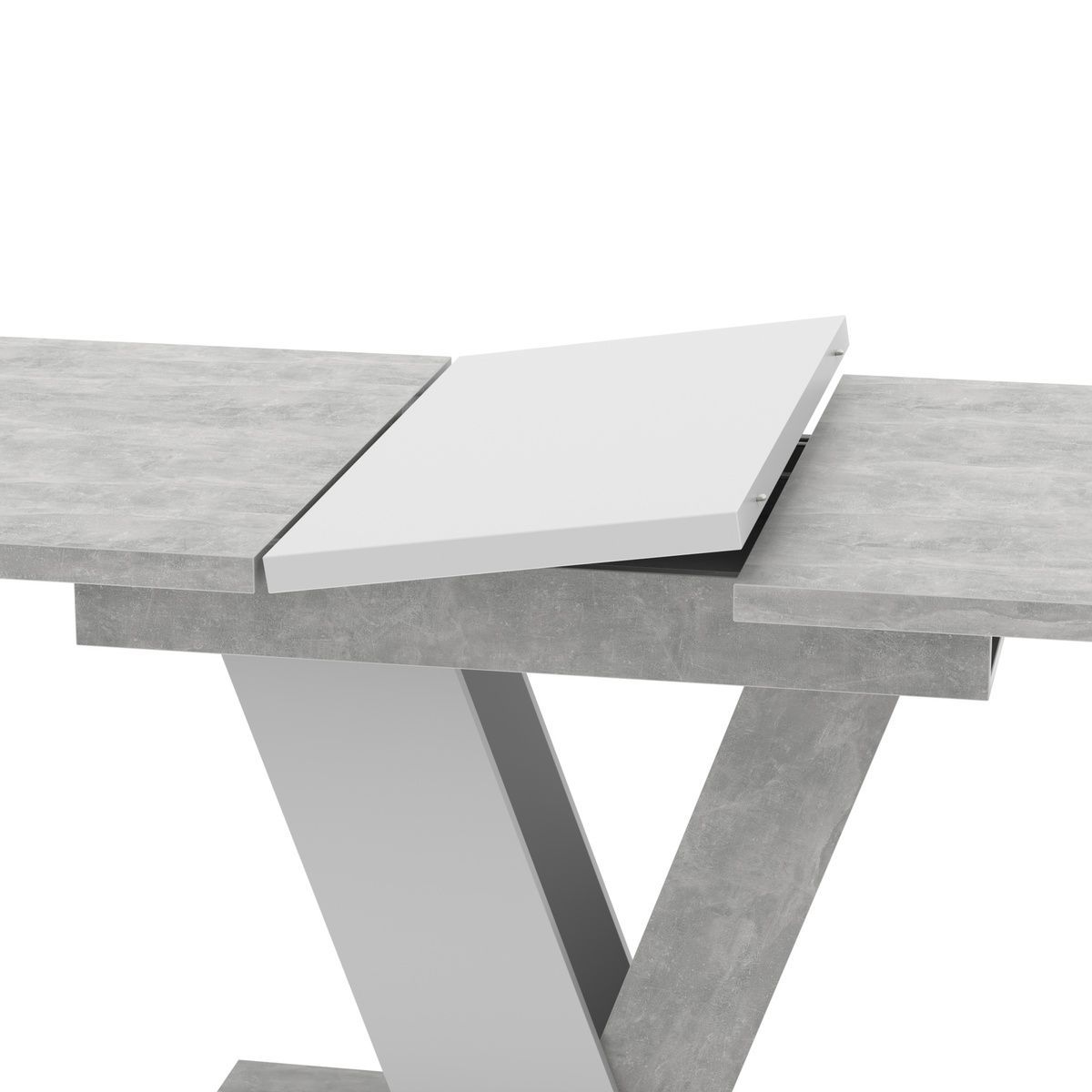 Extendable Dining Table CLARK Concrete/White