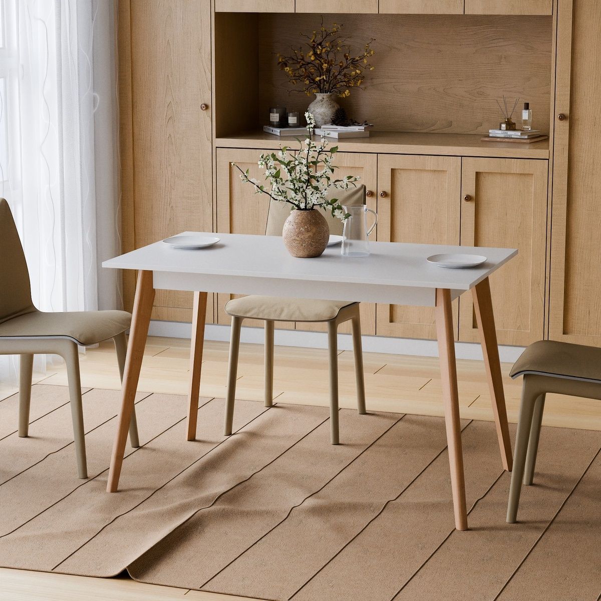 Dining Table Neman BON 1180x680 Chipboard&nbsp;White/Alder