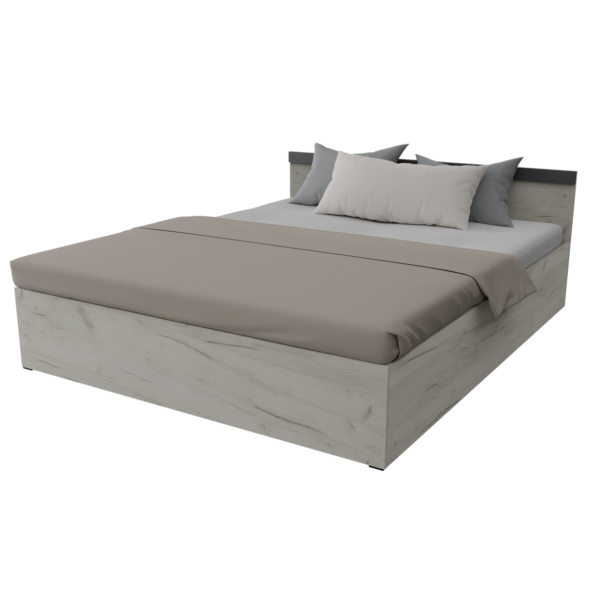 Ліжко двоспальне без вкладу Неман СІМПЛ 160х200 Дуб Крафт білий
