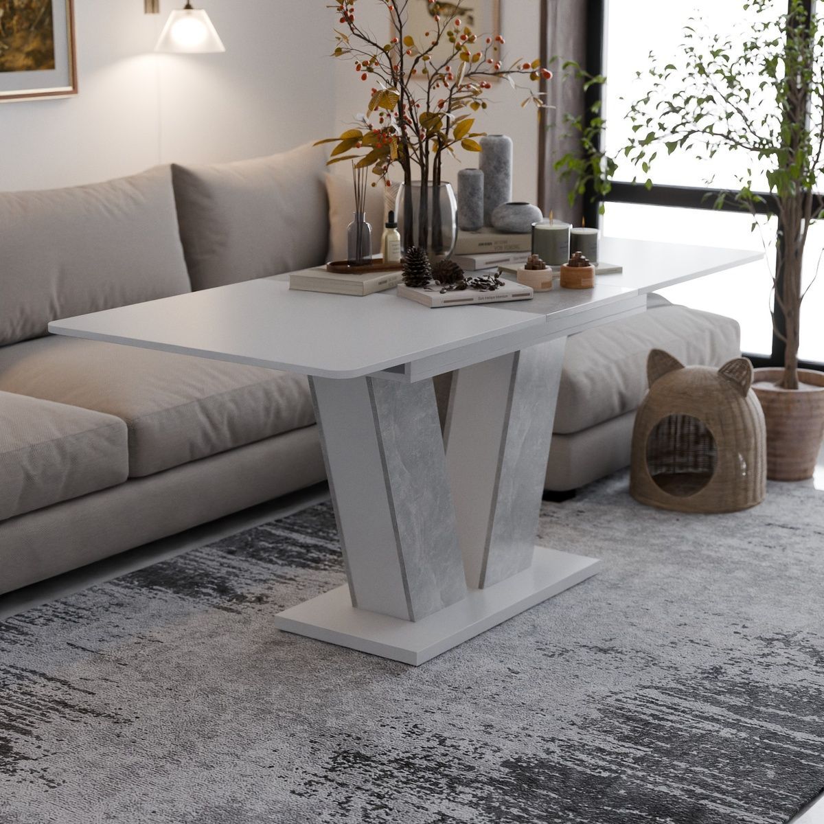 Extendable Table Neman DAN&nbsp;Concrete/White