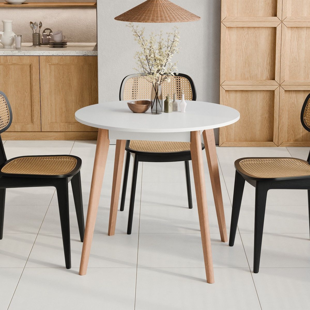 Dining Table Neman BON 880x880&nbsp;White/Alder